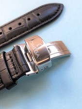 NOVA PULSEIRA DE RELÓGIO Couro Genuíno 20mm OMEGA Preto SEAMASTER SPEEDMASTER + PRESENTE comprar usado  Enviando para Brazil