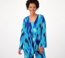 Camisa AmberNoon II by Dr. Erum Ilyas UPF 30 Cascata Aberta Frontal Topper Azul Marinho Ikat, usado comprar usado  Enviando para Brazil