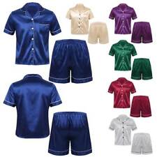 Conjunto de pijama masculino de cetim manga curta com shorts duas peças roupa de dormir com botões comprar usado  Enviando para Brazil