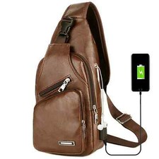 Bolsa De Cuero Bandolera Casual Para Hombre Moda Clássica Mochila De Pecho Hombro comprar usado  Enviando para Brazil