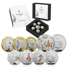 Conjunto de 6 moedas Beatrix Potter World of Peter Rabbit cor anual 2023 BU 50p £2 £5 comprar usado  Enviando para Brazil