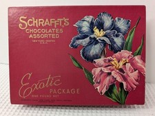 Vintage Schrafft's Chocolates Pacote Exótico Sortido Caixa de Doces Vermelha Anos 1950, usado comprar usado  Enviando para Brazil
