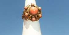 INCRÍVEL ANEL CORAL VINTAGE ART DECO LATÃO Tom Dourado Tamanho 7 Ajustável UAU comprar usado  Enviando para Brazil