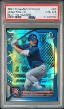Usado, 2022 Bowman Chrome refrator azul #69 SEIYA SUZUKI filhotes perfeitos RC #/150 PSA 10 comprar usado  Enviando para Brazil