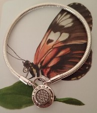  Pulseira de cadeado de prata esterlina Pandora com configuração de pavê e corrente de cobra 18cm comprar usado  Enviando para Brazil