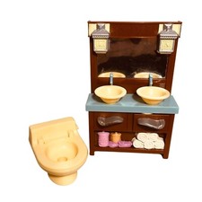 Conjunto de vaidade e vaso sanitário vintage para casa de bonecas Fisher-Price comprar usado  Enviando para Brazil