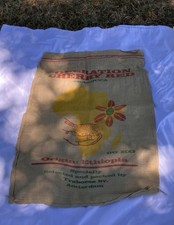 Saco de café estopa Etiópia juta resistente tecido pesado decoração arte casa café comprar usado  Enviando para Brazil