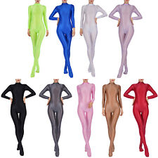Macacão feminino gola simulada manga comprida bodystockings brilhantes ioga pé collant, usado comprar usado  Enviando para Brazil