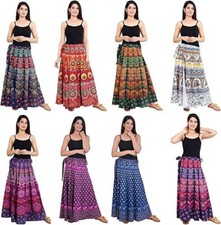 5 peças mulheres indianas envoltório em torno de arte estampa étnica Rapron estampado algodão tamanho longo, usado comprar usado  Enviando para Brazil
