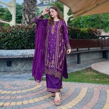 Silk embroidered 3pc for sale  DAGENHAM