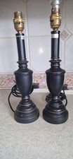PAR VINTAGE DE ABAJURES DE MESA ESTILO GREGO PRETO E DOURADO / FUNCIONANDO comprar usado  Enviando para Brazil