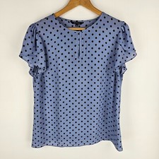 Top Portmans Feminino Tamanho 12 Azul Bolinhas Buraco na Fechadura Decote Manga Curta Leve, usado comprar usado  Enviando para Brazil