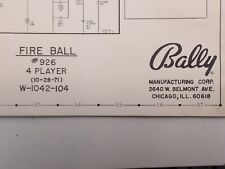 Bally fireball schematic for sale  Castro Valley