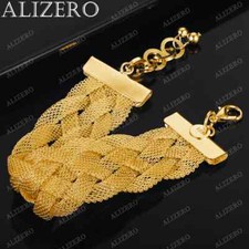 Pulseiras de tecelagem de malha de ouro 18K ALIZERO para mulheres homem joias finas presente da moda comprar usado  Enviando para Brazil