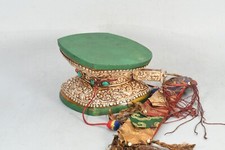 Usado, Tibetana Artesanal Plateado & Cuero Tallado Damaru Antigüedad Vintage Tambor comprar usado  Enviando para Brazil