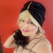 Black velour turban for sale  LONDON