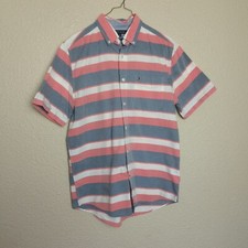 Camisa masculina listrada de manga curta azul/rosa TOMMY-HELPFER tamanho P/P comprar usado  Enviando para Brazil