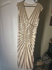 Vestido estilo anos 1920 FUNDAISY LANTEJOULAS GG bordado renda dourado cintilante lantejoulas formatura comprar usado  Enviando para Brazil