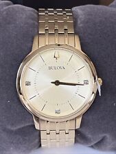 Relógio feminino BULOVA tom dourado CLASSIC DIAMOND aço inoxidável 97P123 MSRP: US$ 425 comprar usado  Enviando para Brazil