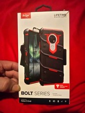 Nokia C5 Endi ZIZO BOLT SERIES Capa Vermelha Preta Estilo Militar Clipe Cordão de Vidro  comprar usado  Enviando para Brazil