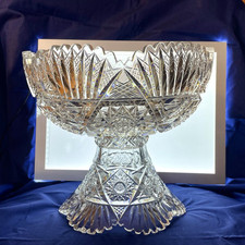 American Brilliant Cut Glass ABP Punch bowl Krantz Iowa Flashy 2 peças ornamentado comprar usado  Enviando para Brazil