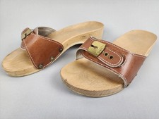Sandálias femininas vintage DR SCHOLLS marrom exercício sapatos de madeira Áustria tamanho 6 comprar usado  Enviando para Brazil