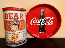 Usado, Lote Antigo Bear Bryant Golden Flake 1981 Vasilha de Lata + Bandeja de Coca-Cola comprar usado  Enviando para Brazil