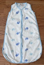 Saco de dormir Aden + Anais elefante musselina com zíper bebê azul branco grande 12 18 meses, usado comprar usado  Enviando para Brazil