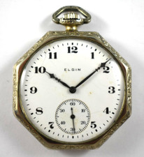 1917 Elgin Grade 315 12s 15J OF relógio de bolso com estojo GF branco octógono 14K lote.wg comprar usado  Enviando para Brazil