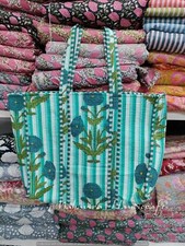 Bolsa tote verde perfeita reversível estampada acolchoada resistente boho ecológica comprar usado  Enviando para Brazil