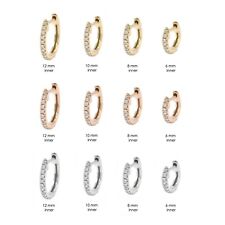 Brincos de argola minúsculos de ouro maciço 14K genuínos com pavê de diamante 0,15 Huggie comprar usado  Enviando para Brazil