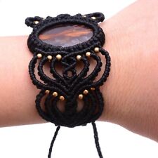 Linda pulseira de Reiki artesanal natural olho de tigre pedra preciosa boho macramê comprar usado  Enviando para Brazil