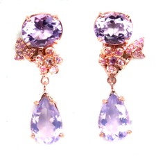 Prata esterlina 925 10 x 15 mm. Brincos de quartzo, ametista e safira de lavanda comprar usado  Enviando para Brazil