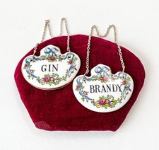Lote de garrafa de licor vintage com etiqueta de conhaque de gin porcelana barra antiga Inglaterra, usado comprar usado  Enviando para Brazil