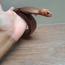 Novo Cinto Masculino Genuíno de Pele de Cobra Cabeça de Cobra na Cor Marrom comprar usado  Enviando para Brazil