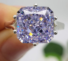 Anel de diamante roxo natural Asscher certificado 5,30 quilates acabamento em ouro branco VVS1 comprar usado  Enviando para Brazil