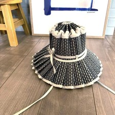 Chapéu de palha listrado preto e branco Lorna Murray M, usado comprar usado  Enviando para Brazil