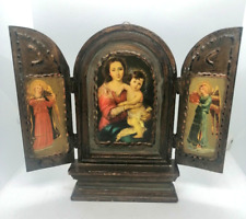 Usado, #3 Retábulo oratório vintage feito à mão tríptico arte religiosa madeira 11" comprar usado  Enviando para Brazil