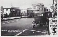 Estação de ônibus Fairview Avenue Fairview NJ cena vintage década de 1940 - foto RPPC Postca comprar usado  Enviando para Brazil