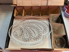 Vintage Federal Vidro Prensado HOMESTEAD Vidro Transparente Lanche Conjunto De 4, usado comprar usado  Enviando para Brazil