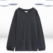Blusa feminina de algodão tamanho grande manga longa Ex Hush em preto lavado comprar usado  Enviando para Brazil