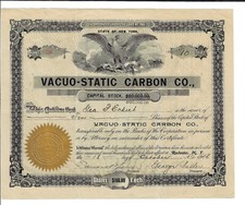 NOVA YORK 1906 Vacuo-Static Carbon Company Certificado de Ações #26 Rochester comprar usado  Enviando para Brazil