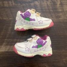 Tênis vintage década de 1990 Barney feminino rosa gancho e laço estatísticas criança tamanho 7, usado comprar usado  Enviando para Brazil