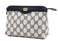 GUCCI Bolso sin asas vintage bolsa cosmética monedero GG Supreme azul marino mini - auténtico segunda mano  Embacar hacia Mexico