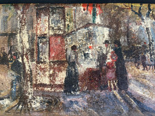 Olio Su Pannello Belle Époque Quadro Parigi Pittura Scena Parigina Di Strada, usado comprar usado  Enviando para Brazil