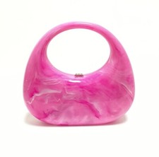 Bolsa de mão acrílica alça superior Moon Hobo Bag, elegante rosa marmorizado comprar usado  Enviando para Brazil