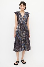 VESTIDO MIDI ULLA JOHNSON FLORAL BATIK PATCHWORK Tamanho 0 $695 Novo sem etiquetas comprar usado  Enviando para Brazil