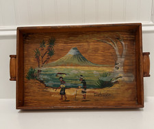 Bandeja de madeira vintage 12" feita à mão e pintada Tiki Bar Vibes Volcano S. America comprar usado  Enviando para Brazil