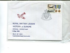 Usado, Isle of Man 1995 Royal British Legion Victory in Europe capa de carimbo de mão, RPS comprar usado  Enviando para Brazil
