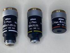 Usado, LOTE DE 3 OBJETIVAS DE MICROSCÓPIO NIKON E PLAN 100X 10X 4X comprar usado  Enviando para Brazil